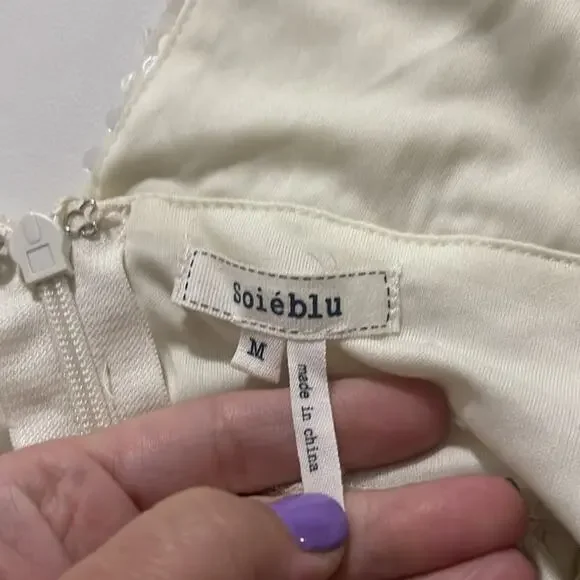 NEW Soieblu Off White Long Sequin Dress Women's Size Medium NWT - Picture 4 of 9